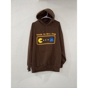 Pac Man Hoodie Sweatshirt Mens XL Brown Back in the Day 2006 Retro Gamer Namco
